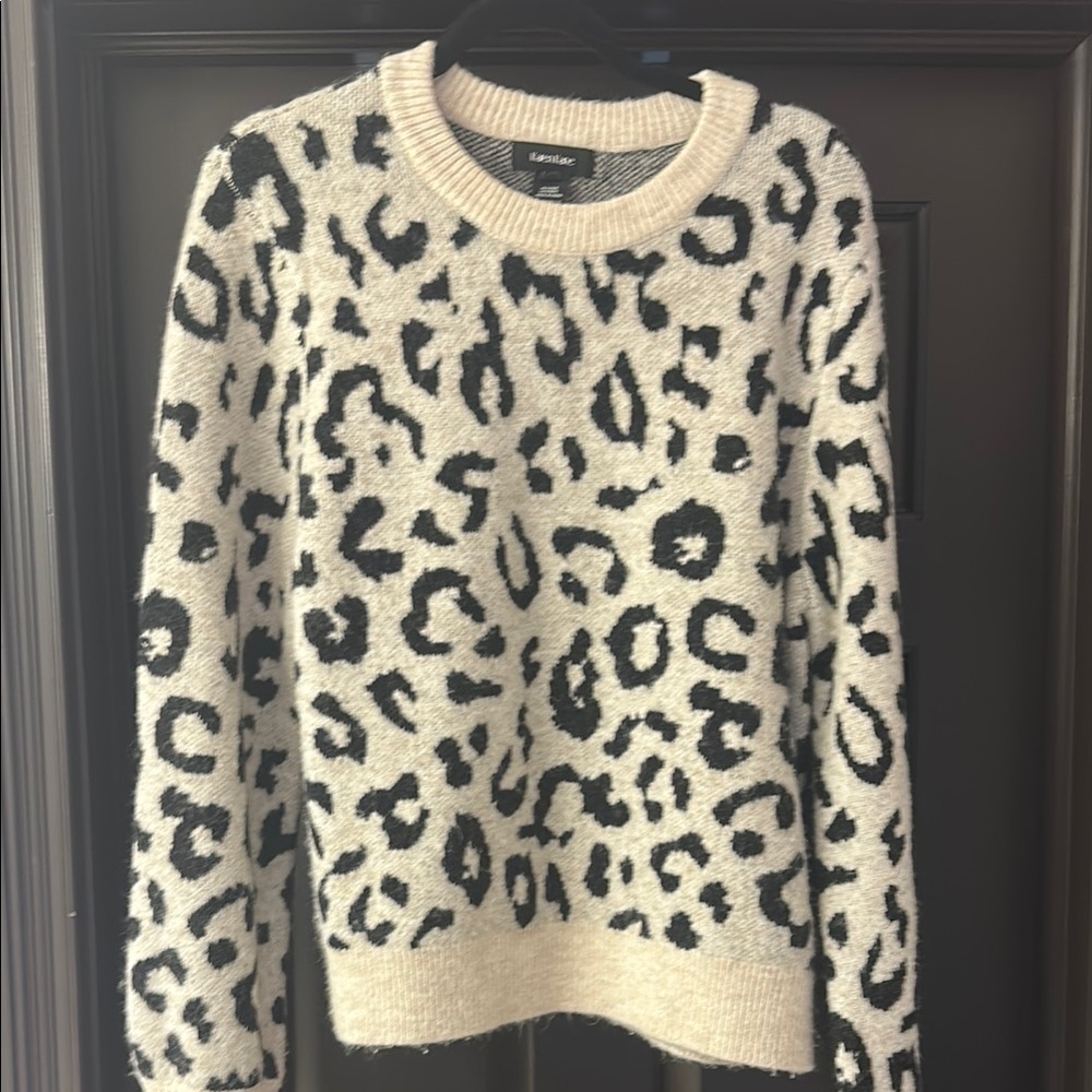 Karen Kane Cream and Black Leopard Print Sweater